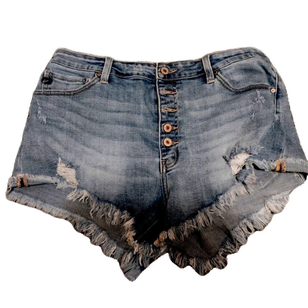 Kancan Buttonfly Distressed Cut Off Jean Shorts Size 32